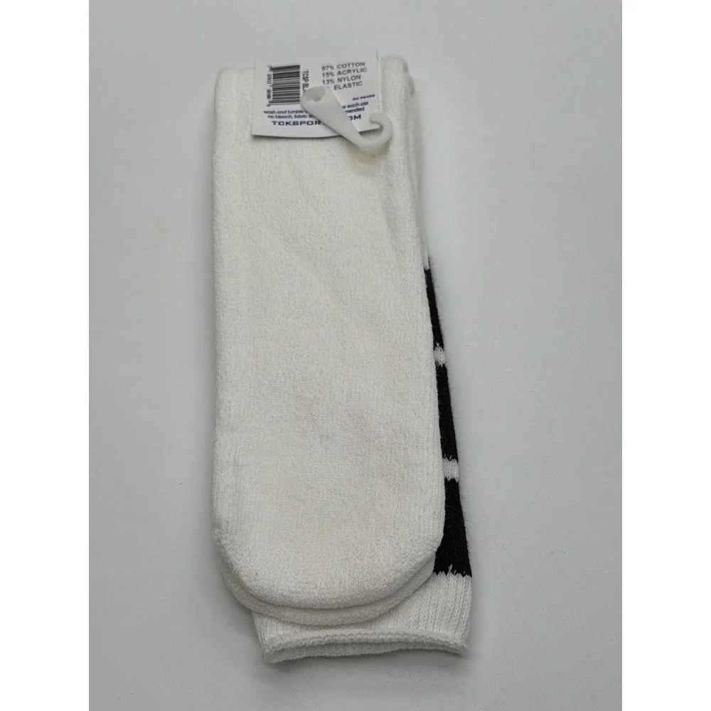 TCK Athletic Tube Socks Mens Medium White Black Striped TCSP Made in USA NEW